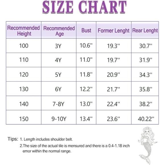 Mermaid Costume for Girls Halloween Birthday Princess Toddler Kids Costumes - Picture 4 of 6